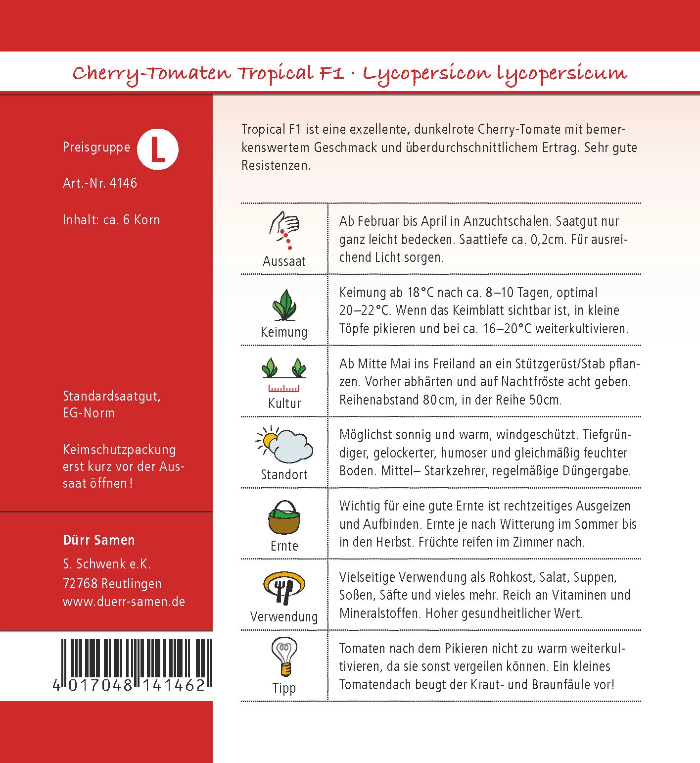Kirschtomate Tropical F1 | Kirschtomatensamen Von Dürr Samen 4 Kirschtomate Tropical F1 | Kirschtomatensamen Von Dürr Samen – Bild 2