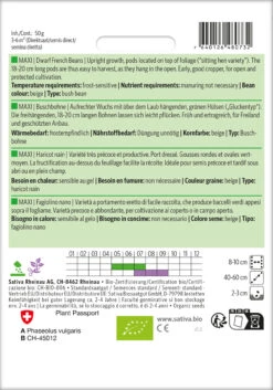 Buschbohne Maxi | BIO Buschbohnensamen Von Sativa Rheinau