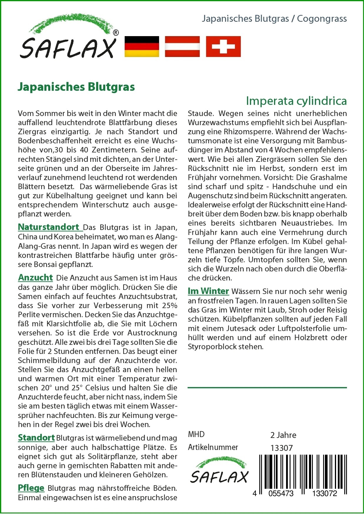 Japanisches Blutgras | Gräsersamen Von Saflax 4 Japanisches Blutgras | Gräsersamen Von Saflax – Bild 2