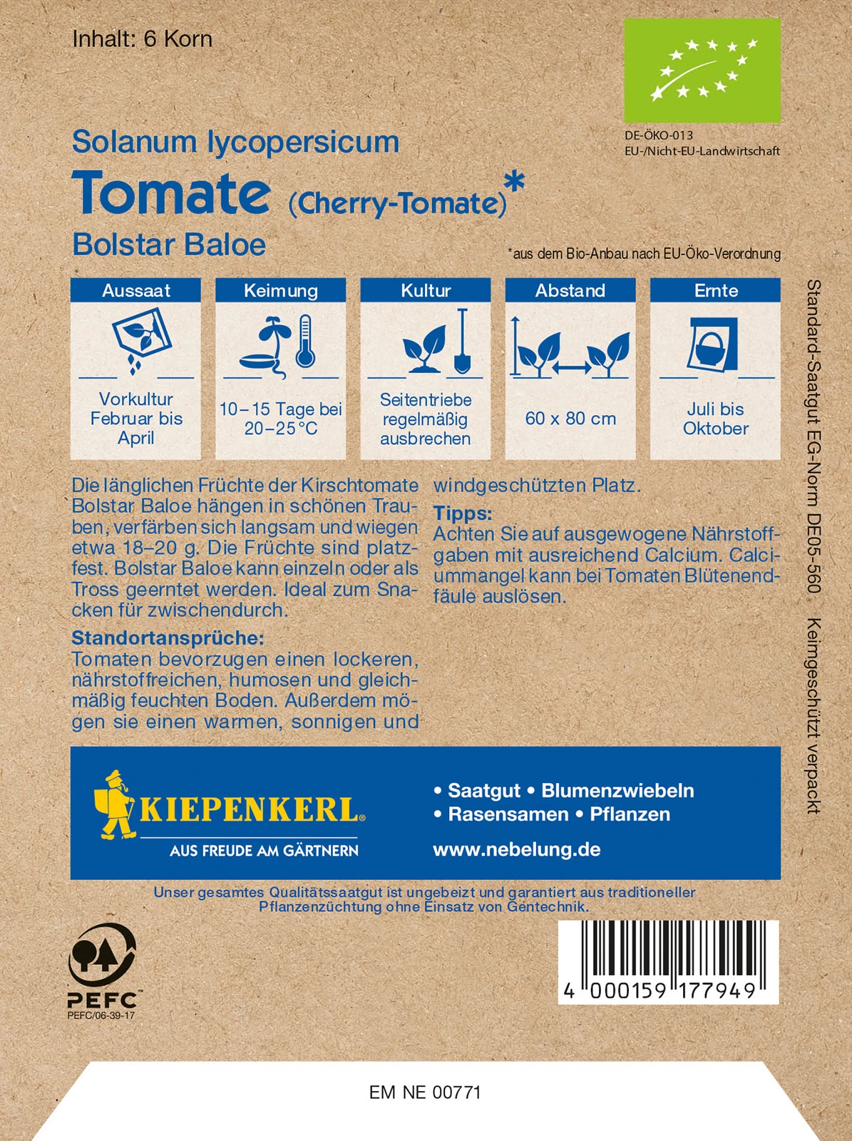 BIO Cherry - Tomate Bolstar Baloe | Kirschtomatensamen Von Kiepenkerl 4 BIO Cherry - Tomate Bolstar Baloe | Kirschtomatensamen Von Kiepenkerl – Bild 2