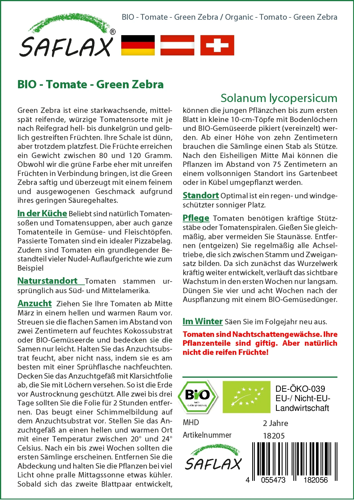 Tomate Green Zebra | BIO Tomatensamen Von Saflax 3 Tomate Green Zebra | BIO Tomatensamen Von Saflax