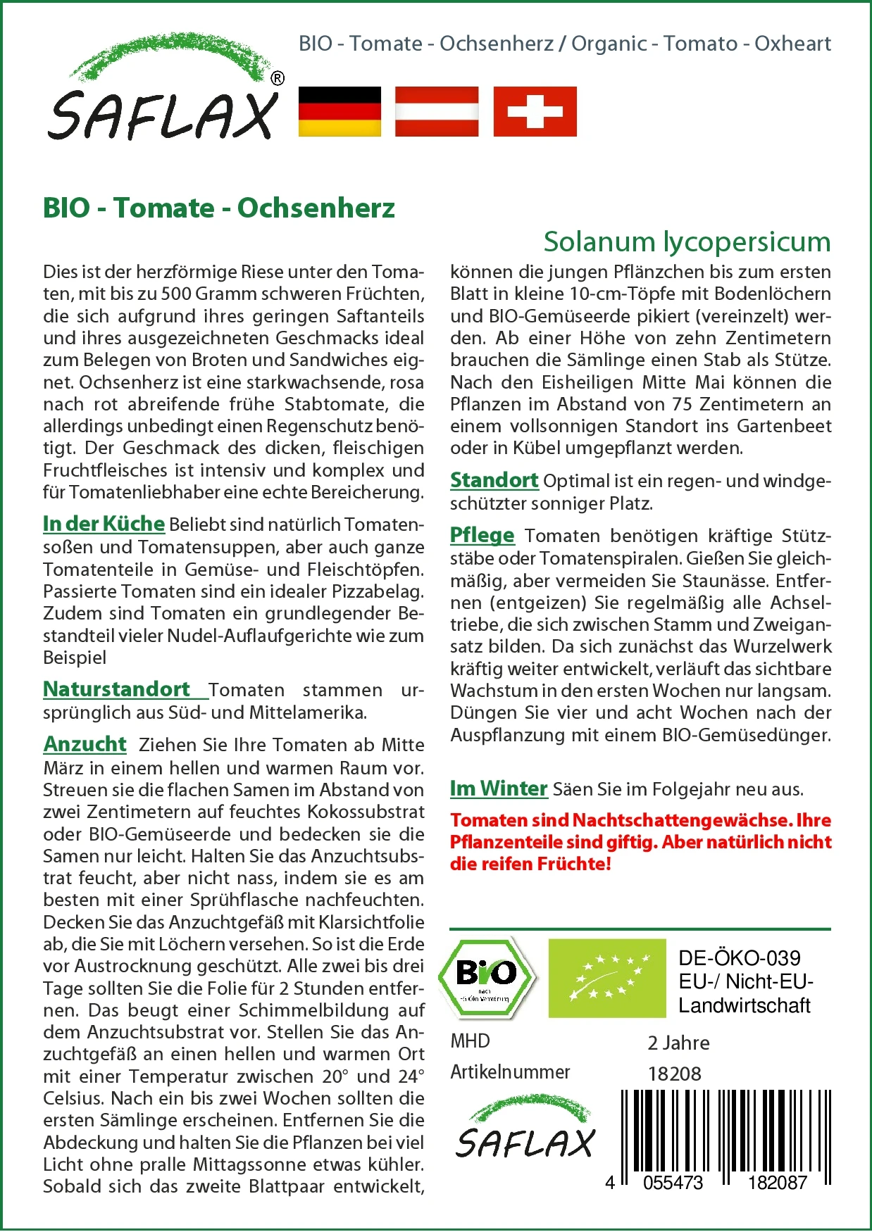 Tomate Ochsenherz | BIO Tomatensamen Von Saflax 3 Tomate Ochsenherz | BIO Tomatensamen Von Saflax