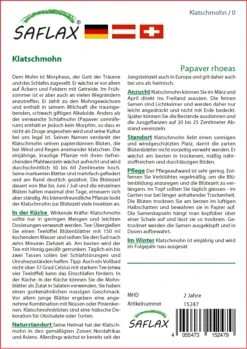 Klatschmohn | Mohnsamen Von Saflax -Deutschland Wiesen Pracht Verkaufs-Shop 548707 Klatschmohn 15247 sa 1