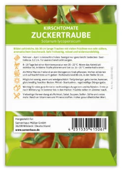 Kirschtomate Zuckertraube (100 Stück) | Kirschtomatensamen Von FLORTUS 6 Kirschtomate Zuckertraube (100 Stück) | Kirschtomatensamen Von FLORTUS -Deutschland Wiesen Pracht Verkaufs-Shop 549864 Kirschtomate Zuckertraube 100 Stueck 2000 0481 100x 2