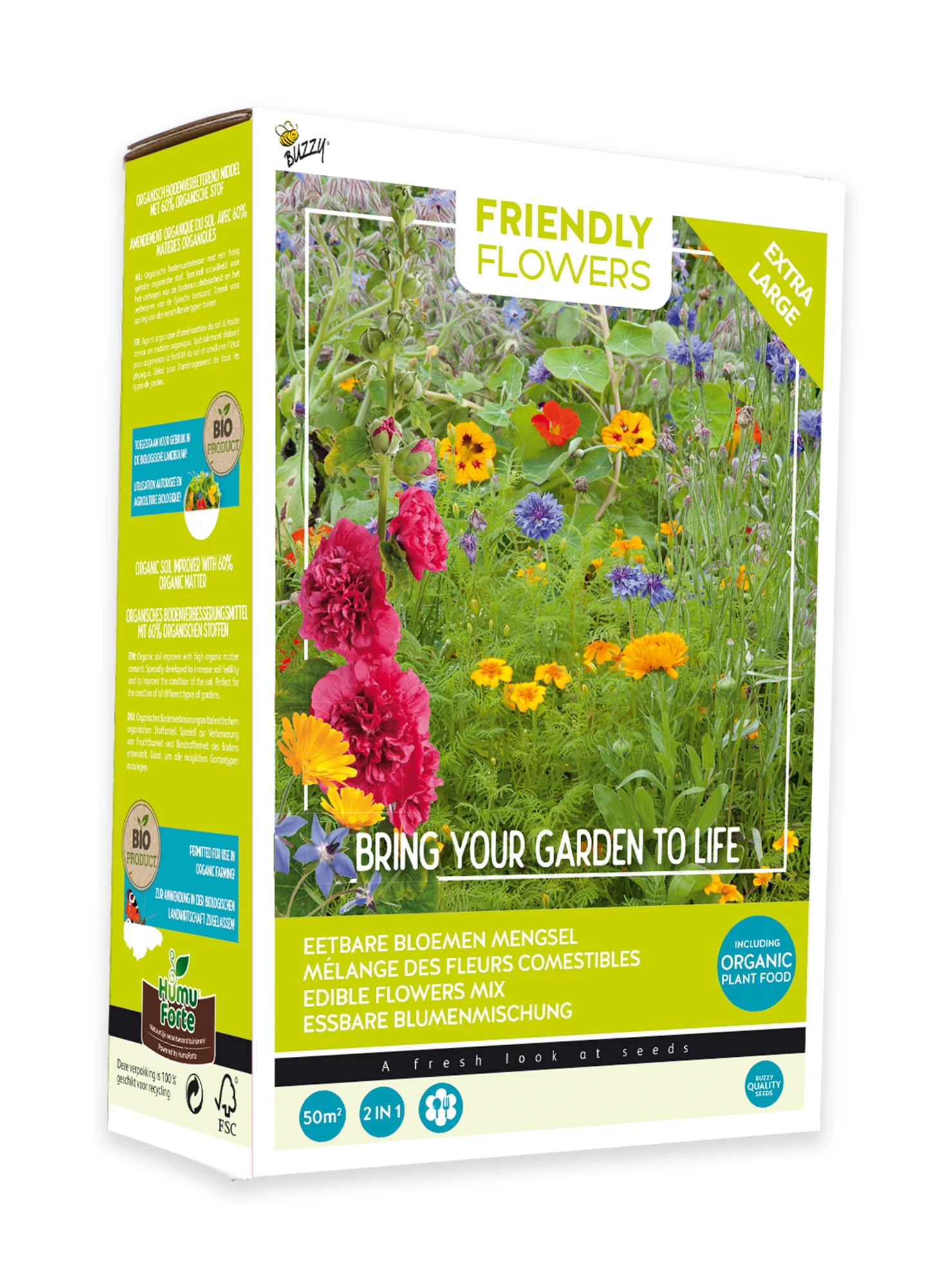 Friendly Flowers XL Essbare Blumenmischung (50 M²) | Blumensamenmischung Von Buzzy Seeds 3 Friendly Flowers XL Essbare Blumenmischung (50 M²) | Blumensamenmischung Von Buzzy Seeds